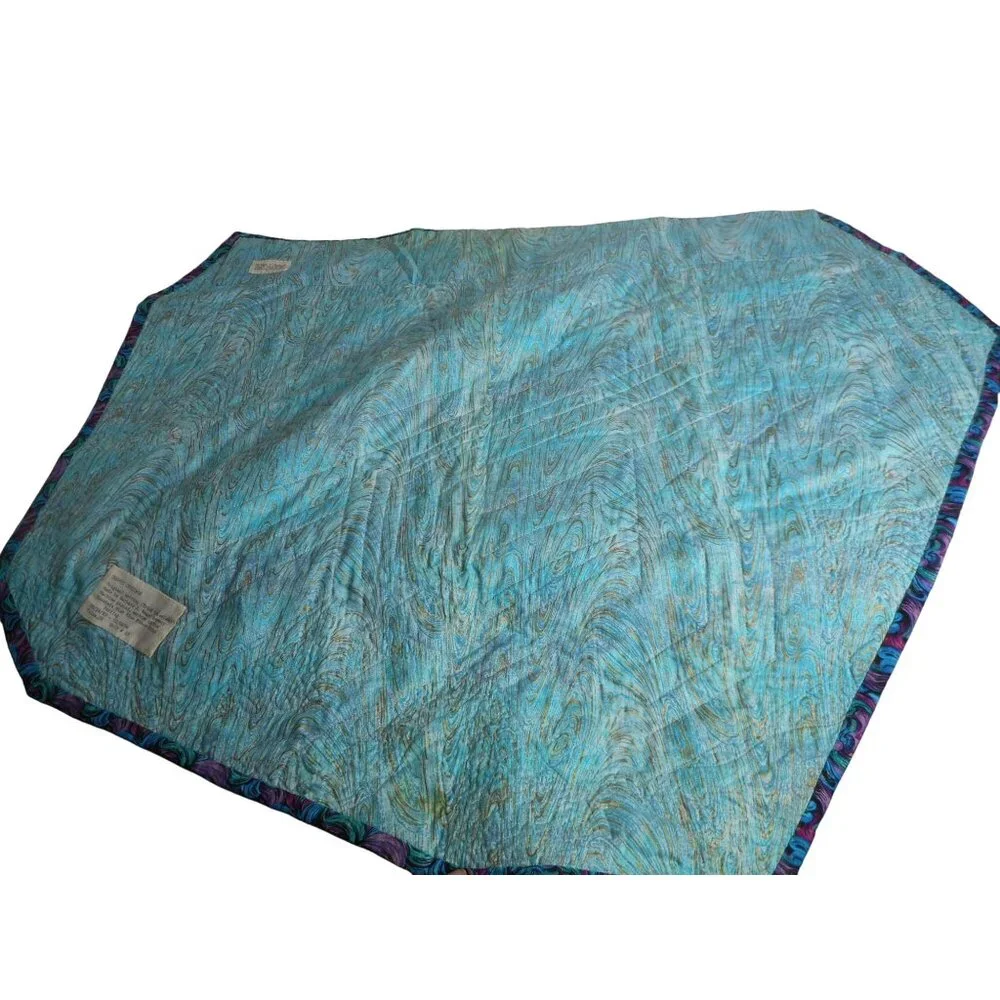 Vintage Patchwork Quilted Wall Hanging Multicolor Abstract Shape cosmic crystals
